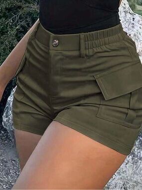 High-Rise Olive Cargo Women’s Shorts